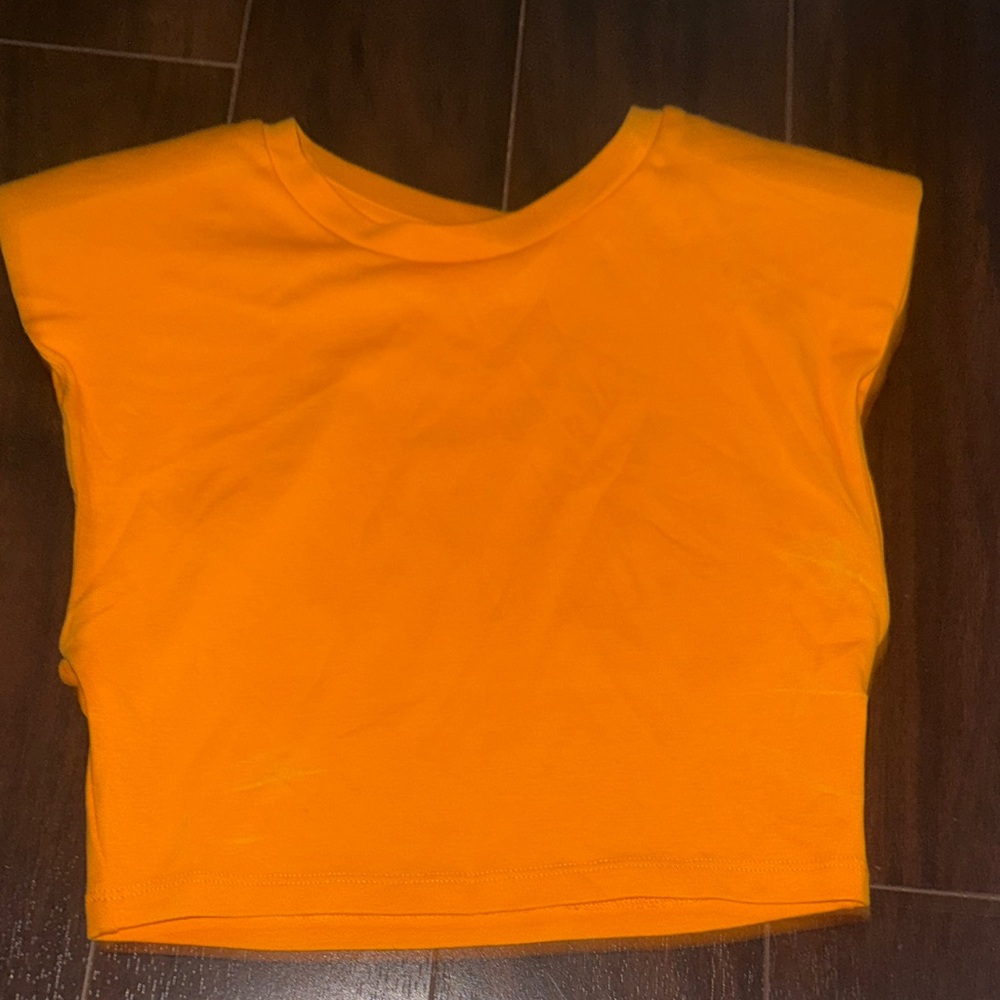 Girls' Bright Orange Sleeveless Crop Top